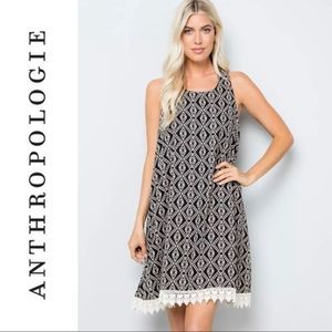 NWOT Anthro Everleigh Crochet Tribal Swing Dress L